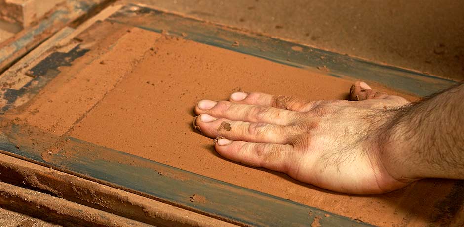 handprint on the tile